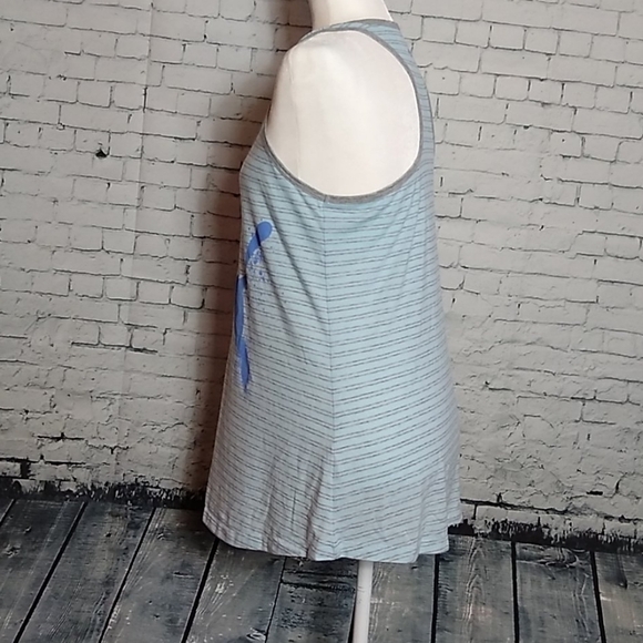 PUMA Blue & Grey Racer Back Tank Top Striped Size Medium - Picture 5 of 9